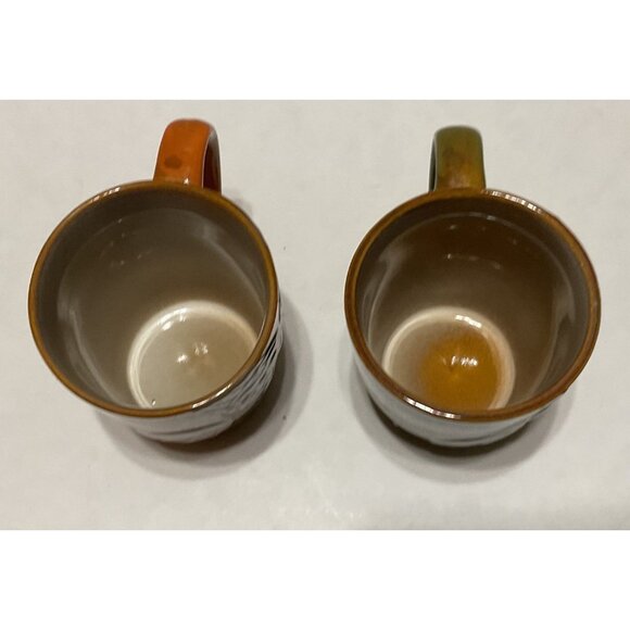 OWL COFFEE TEA CUP MUG LOT OF 2 ORANGE TAN CERAMIC BY ELITE COUTURE 4.5" - Picture 5 of 6